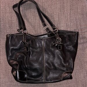 The Sak Black Leather Tote Bag
